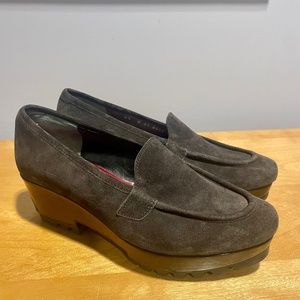 ROBERT CLERGERIE Volare Dark Brown Suede Platform Loafer